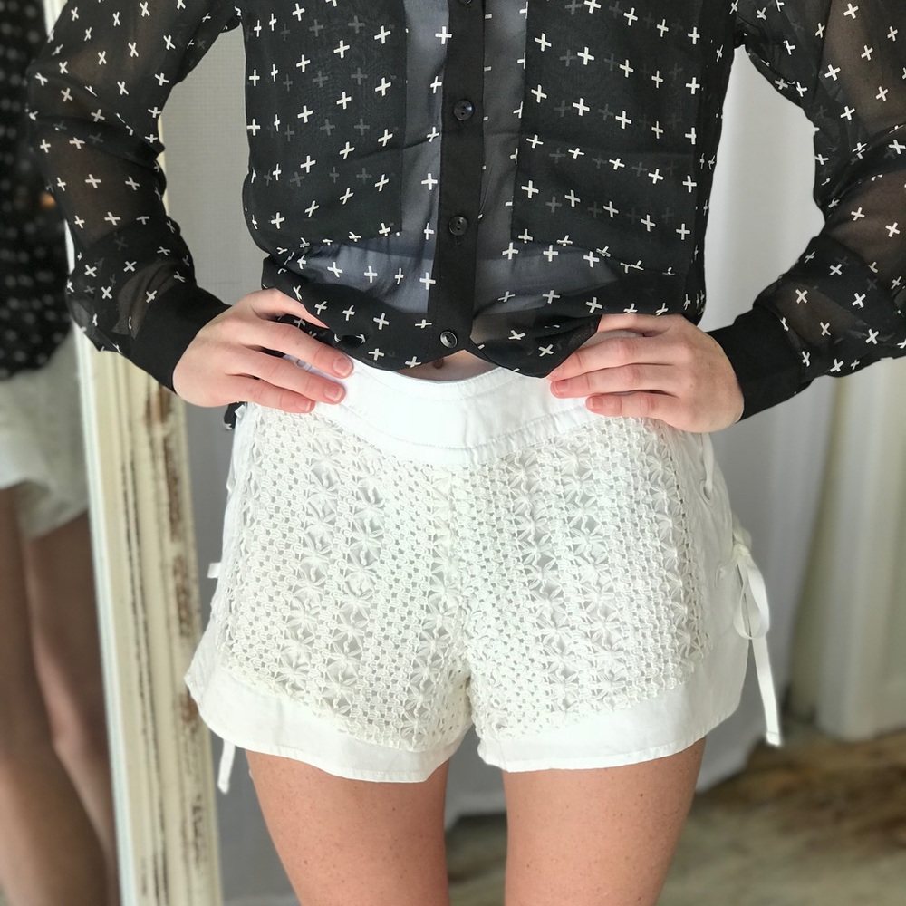Ivory crochet shorts
